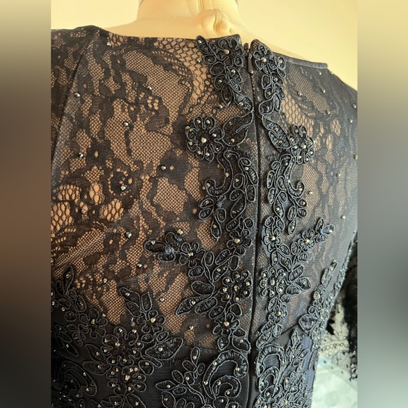 New XSCAPE Lace Embellished Corset Flatter Mermaid Navy Gown Sz 6/8 - Picture 9 of 13